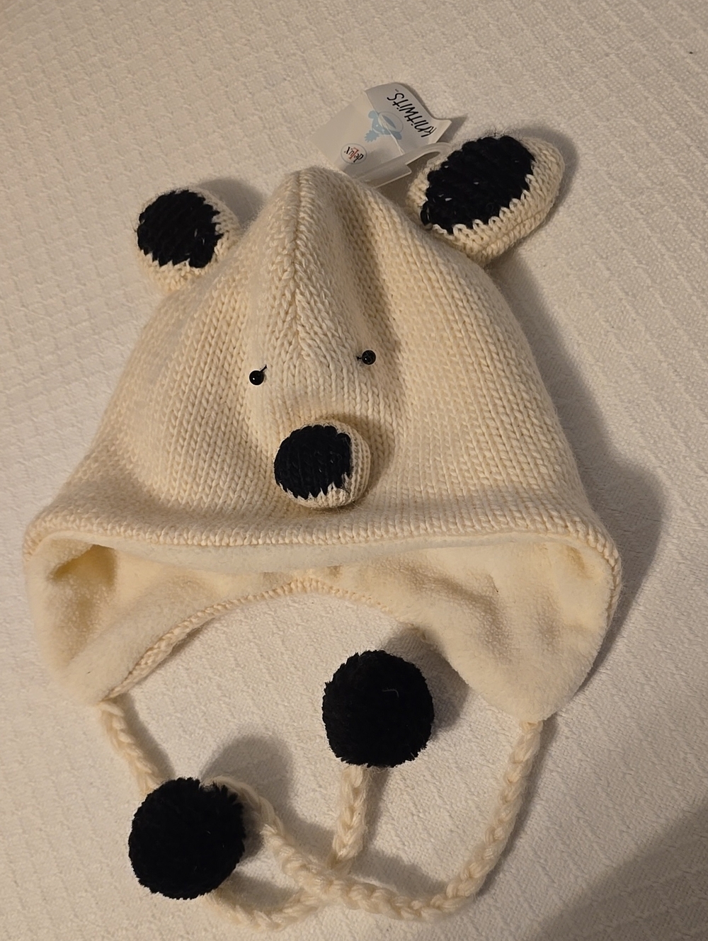🐻deLux Knitwits A1499 Polar Bear Pilot Hat Adult New Zealand Wool NWT